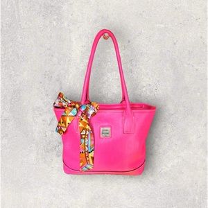 D&B DOONEY & BOURKE pink leather tote with red interior